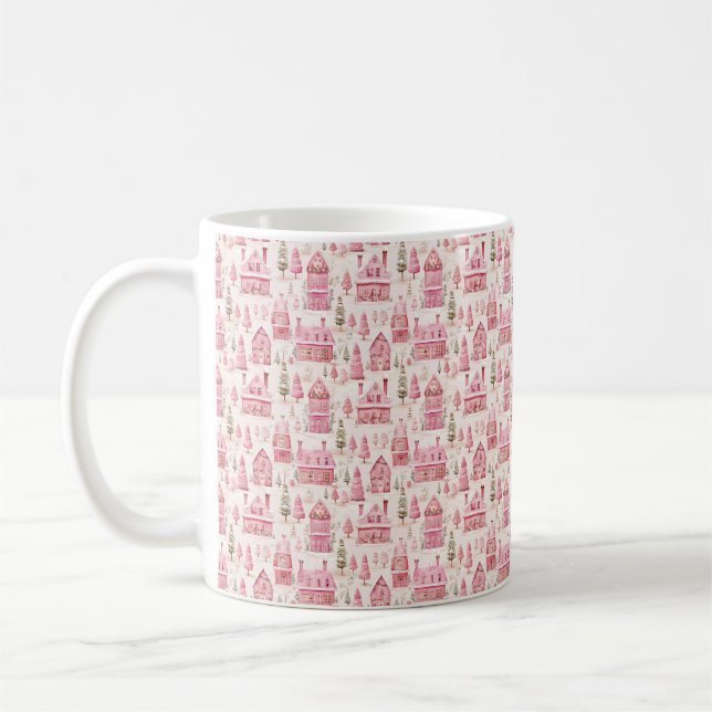 Watercolor Pink Christmas Mug (Left)