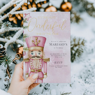 watercolor Pink Christmas Nutcracker 1st birthday