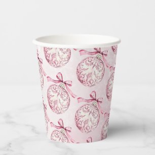 watercolor Pink Christmas Ornament ball birthday  Paper Cups