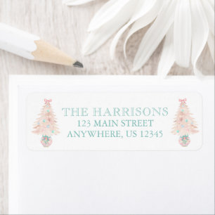 Watercolor Pink Christmas Tree Address