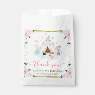 Watercolor Pink Circus Animals Floral Birthday Favour Bags