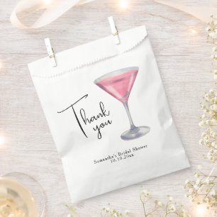 Watercolor Pink Cocktail Bridal Shower Thank you Favour Bags