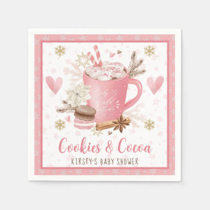 Watercolor Pink Cookies and Cocoa Baby Shower Napkin