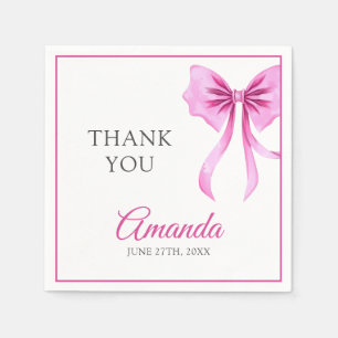 Watercolor Pink Coquette Bow Sweet 16 Birthday Napkin