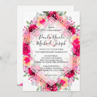 Watercolor Pink Cream Floral Wedding Invitations