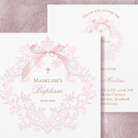  watercolor pink crest little bow | Baptism