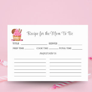 Watercolor Pink Cupcake Baby Shower Recipe  Table Number