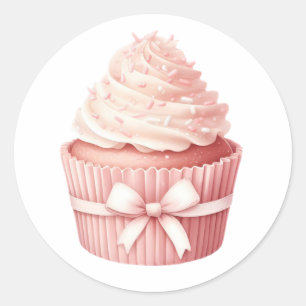 Watercolor Pink Cupcake Sticker – Cozy Winter