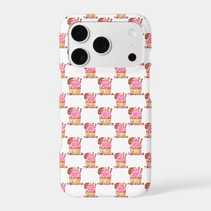 Watercolor Pink Cupcake With Chocolate Pattern