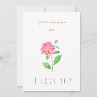watercolor pink dahlia greeting card