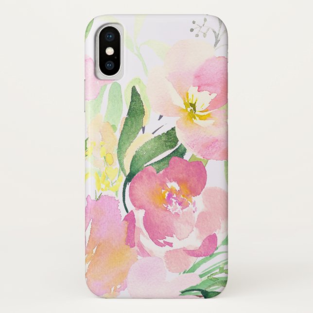 Watercolor Pink Dainty Flowers Personalised Case-Mate iPhone Case (Back)