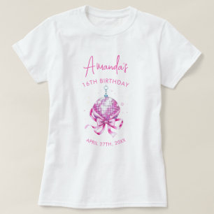 Watercolor Pink Disco Coquette Sweet 16 Birthday T-Shirt