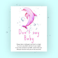 Watercolor pink dolphin - Don't say baby