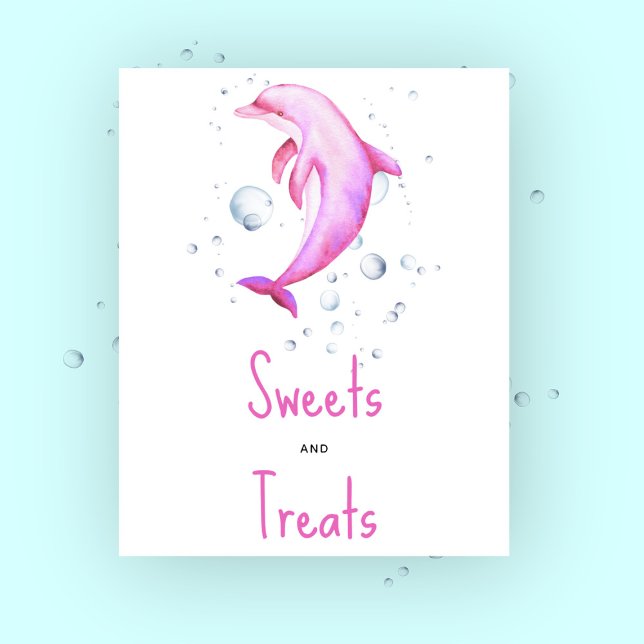 Watercolor pink dolphin - sweets and treats poster (Creator Uploaded)