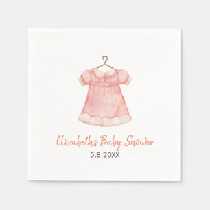 Watercolor Pink Dress Baby Shower Paper Napkin