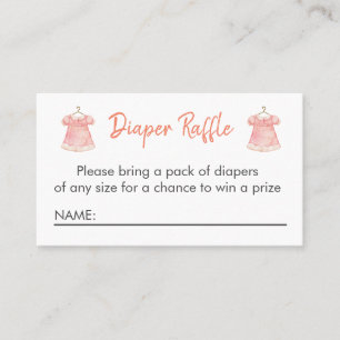 Watercolor Pink Dress Diaper Raffle Card
