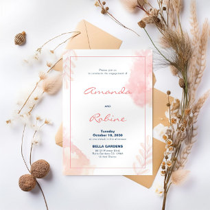 Watercolor Pink Engagement Party Invitation