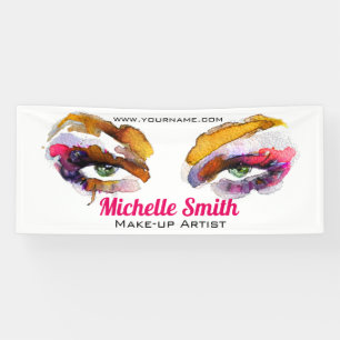 Watercolor pink eye makeup branding banner