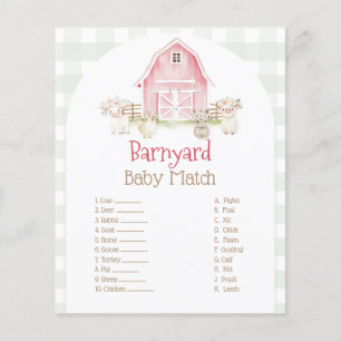 Watercolor Pink Farm Animals Baby Shower Game Flyer