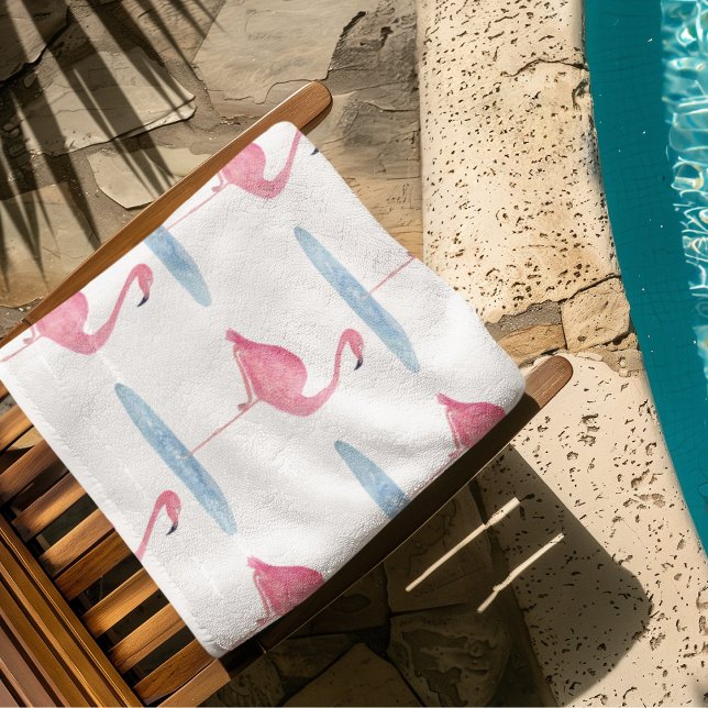 Watercolor Pink Flamingo Beach Towel (Creator Uploaded)