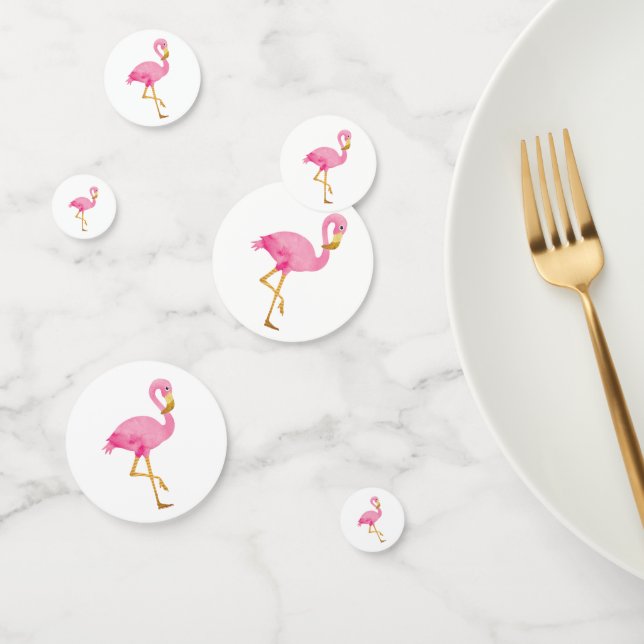 Watercolor Pink Flamingo Confetti (Group)