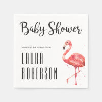 Watercolor Pink Flamingo Hand Lettered Baby Shower