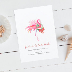 Watercolor Pink Flamingo Holiday New Address Card