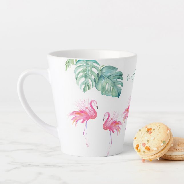 Watercolor Pink Flamingo Latte Mug (In Situ)