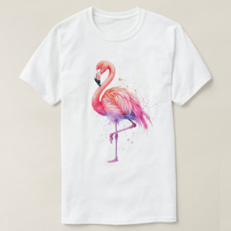 Watercolor Pink Flamingo Paint Splatter T-Shirt