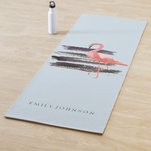 Watercolor Pink Flamingo Personalised Yoga Mat