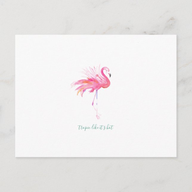 Watercolor Pink Flamingo Postcard (Front)