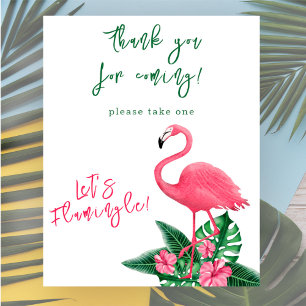 Watercolor pink flamingo Thank you baby shower Poster
