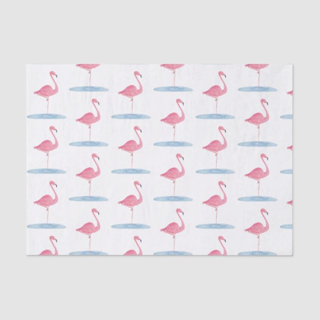 Watercolor Pink Flamingo Tissue Paper (Front)
