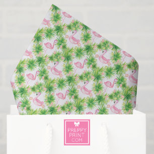 Watercolor Pink Flamingos & Garland Christmas Tissue Paper