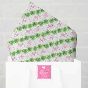 Watercolor Pink Flamingos & Garland Christmas Tissue Paper