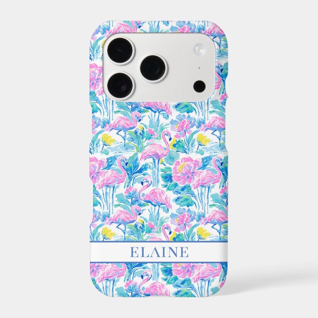 Watercolor Pink Flamingos Monogrammed (Back)