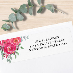 Watercolor Pink Floral Address