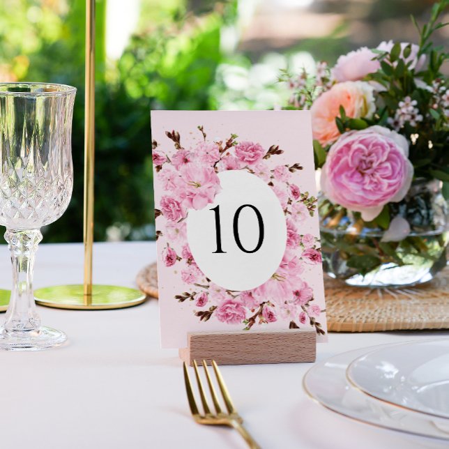 Watercolor Pink Floral Arch Table Number Card (Creator Uploaded)