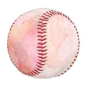Watercolor Pink Floral Background Baseball
