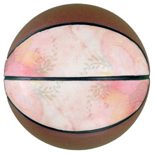 Watercolor Pink Floral Background Basketball