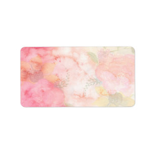 Watercolor Pink Floral Background Label