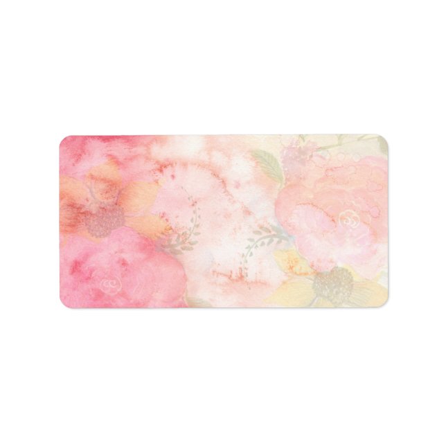 Watercolor Pink Floral Background Label (Front)