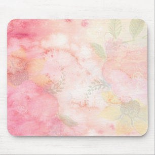 Watercolor Pink Floral Background Mouse Mat