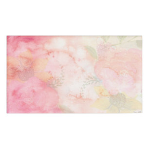 Watercolor Pink Floral Background Name Tag