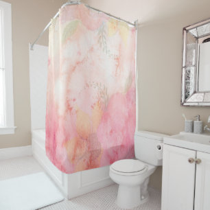 Watercolor Pink Floral Background Shower Curtain