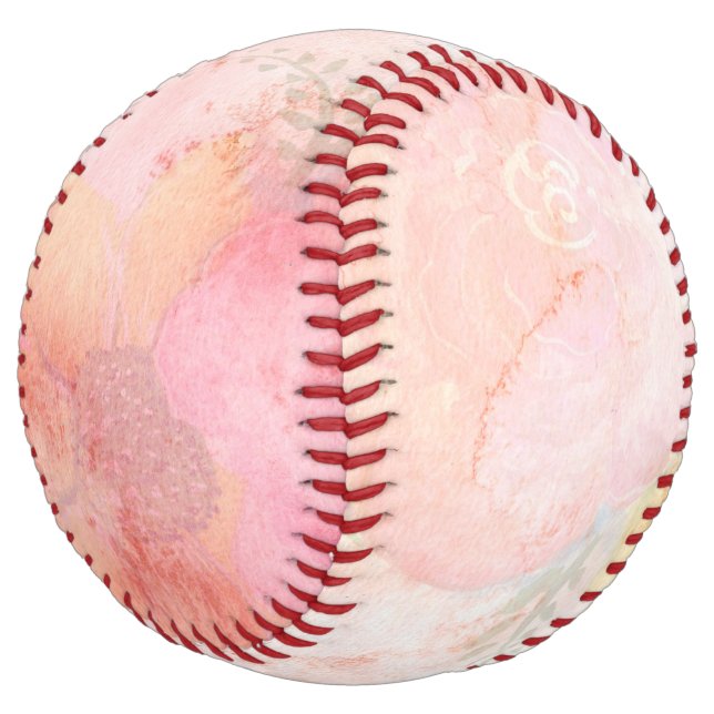 Watercolor Pink Floral Background Softball (Angled)