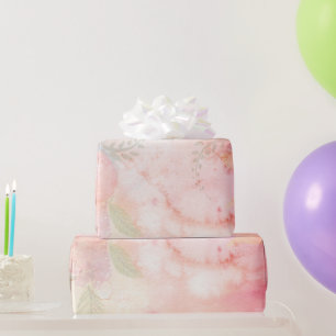 Watercolor Pink Floral Background Wrapping Paper