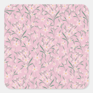 Watercolor Pink Floral Botanical Pale Pink design Square Sticker