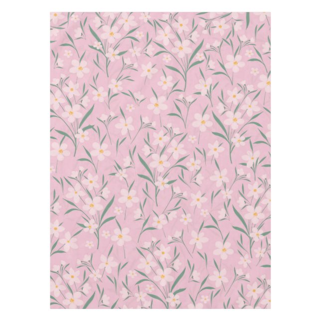 Watercolor Pink Floral Botanical Pale Pink design Tablecloth (Front)