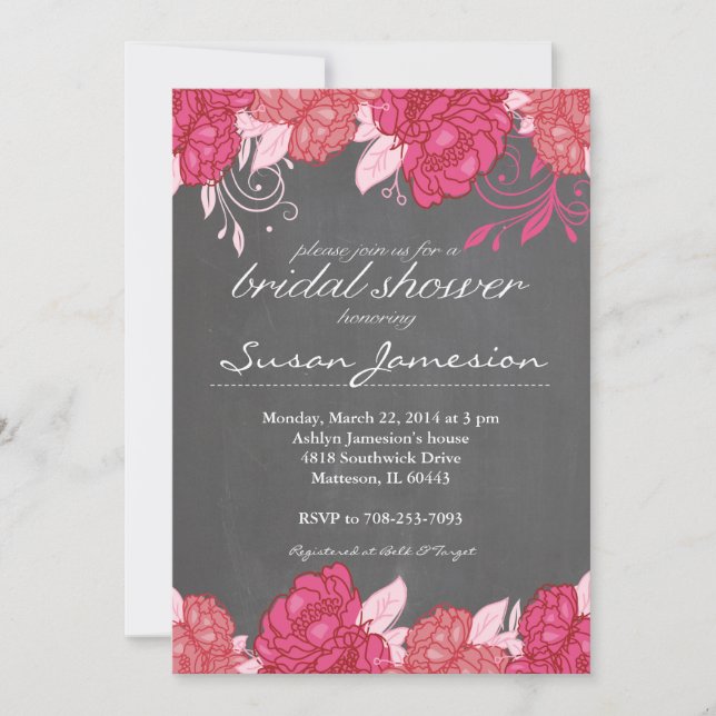 Watercolor pink Floral Bridal Shower Invitation (Front)